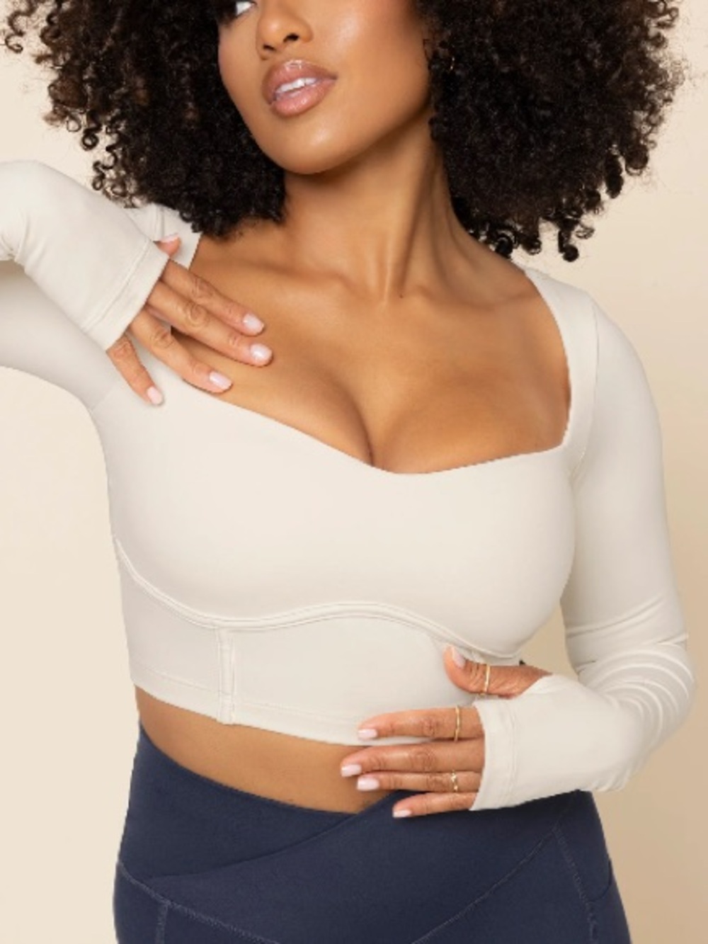 Brand new with tag Popflex Sweetheart Long Sleeve Crop Top - Ivory